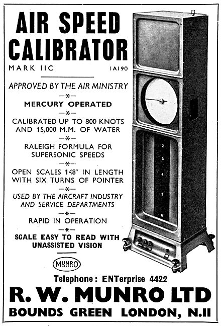 R.W. Munro Airspeed Calibrator                                   