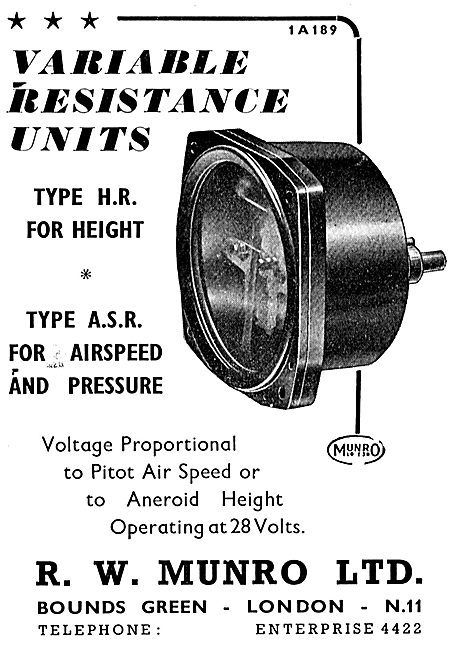 R.W. Munro Variable Resistance Units Test Equipment              