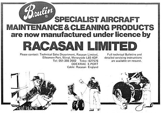 Racasan Specialist Aircraft Cleaning Materials. Brulin.          