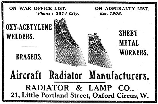 Radiator & Lamp Co - Aircraft Radiators & Sheet Metal Work       