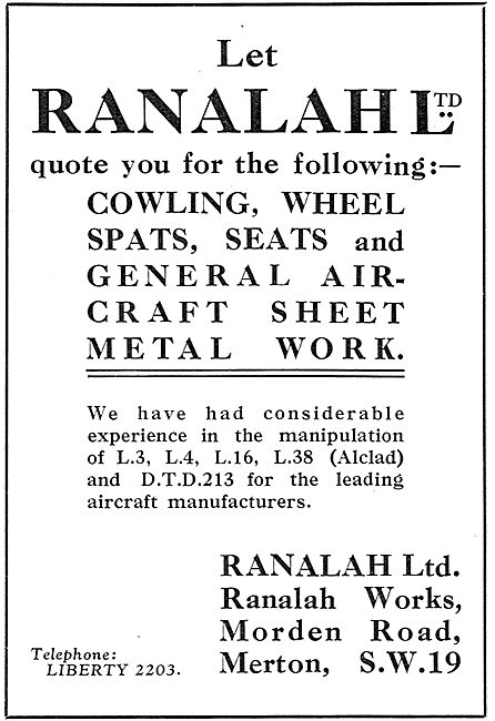 Ranalah - Aircraft Sheet Metal Workers                           