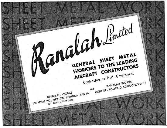 Ranalah  Sheet Metal Workers To The Aircraft Industry            