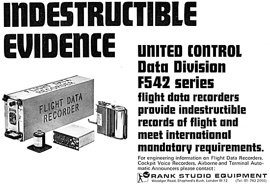 Rank United Control Data Division F542 Flight Data Recorder      