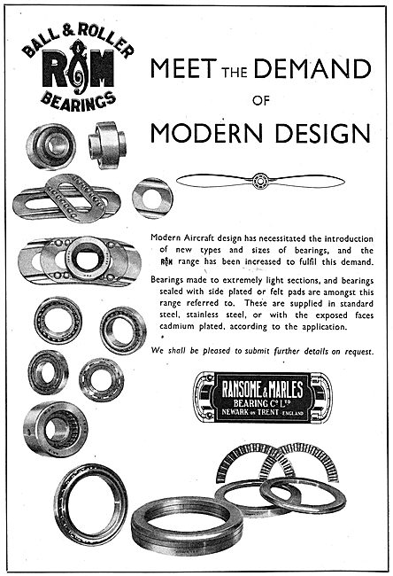 Ransome & Marles Ball & Roller Bearings For Aircraft Components  