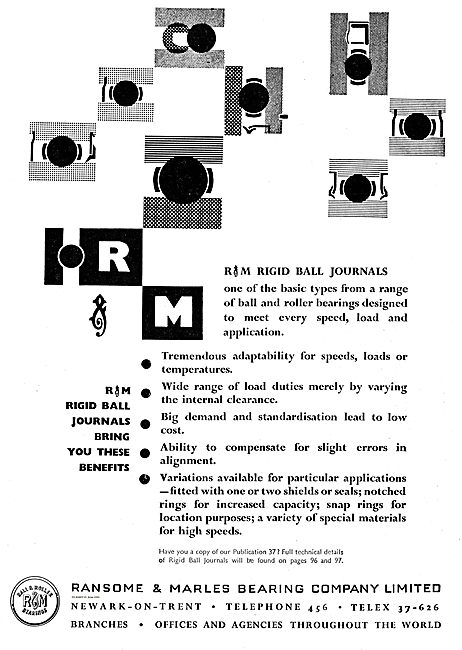 Ransome & Marles  Rigid Ball Journals For Aircraft Use           