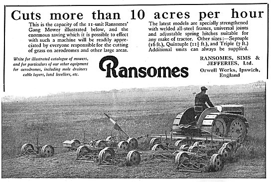 Ransomes Gang Mowers For Airfields - 10 Acres Per Hour           