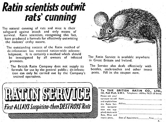 Ratin. Rat Control Service For Factories & Warehouses 1943       