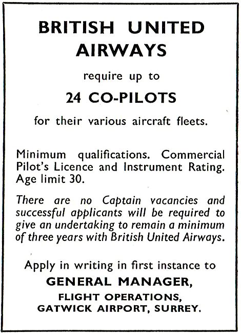 Pilot Recruitment - Co-Pilots British United Airways             