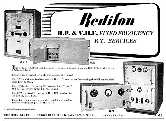 Redifon HF & VHF Fixed Frequency R.T. Services : R93 R72 G71     