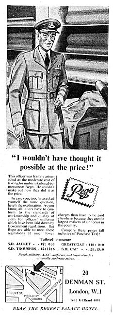 Rego The London Tailors. RAF Officers Uniforms                   