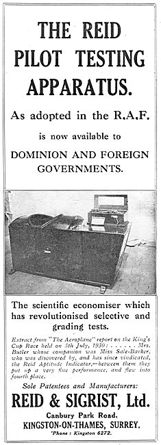 Reid & Sigrist  Reid Pilot Testing Apparatus. As Used By The RAF 