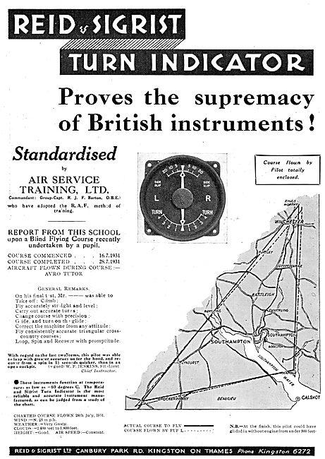 Reid & Sigrist Aircraft Turn Indicator                           