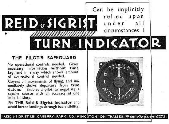 Reid & Sigrist Aircraft Turn Indicator                           