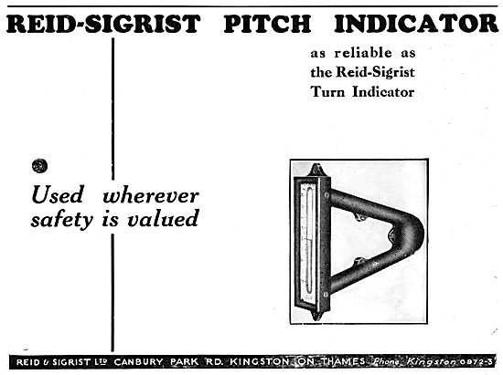 Reid & Sigrist Aircraft Pitch Indicator                          