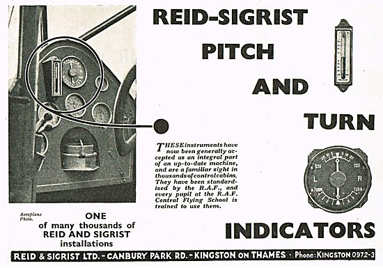 Reid & Sigrist Aircraft Pitch And Turn Indicators                