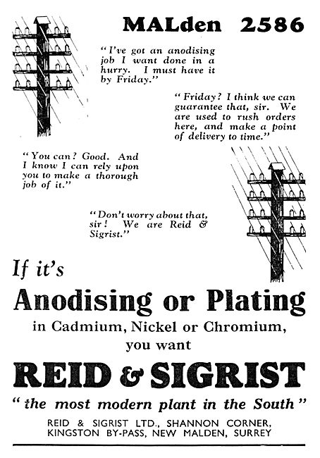 Reid & Sigrist Anodosing & Plating Service 1935                  