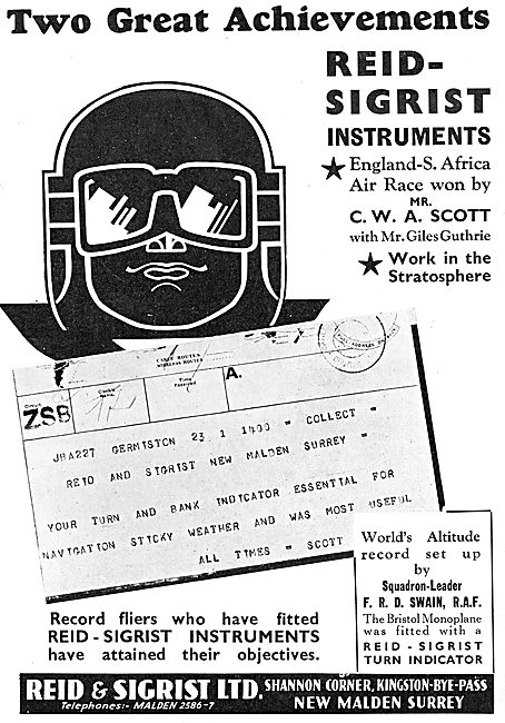 Reid & Sigrist Aircraft Blind Flying Instruments                 