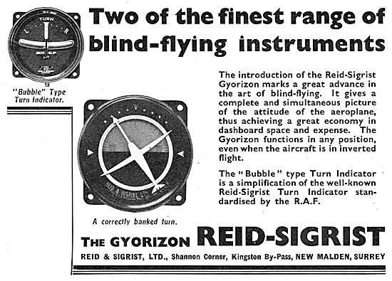 Reid & Sigrist Aircraft Blind Flying Instruments                 