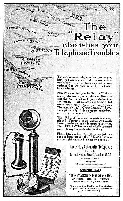 The Relay Automatic Telephone Co Ltd - Marconi 1919              