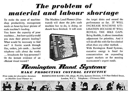 Remington Rand Machine Load Planner                              