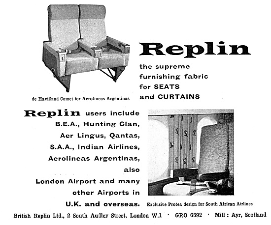 British Replin Aircraft Cabin Furnishing Fabrics                 