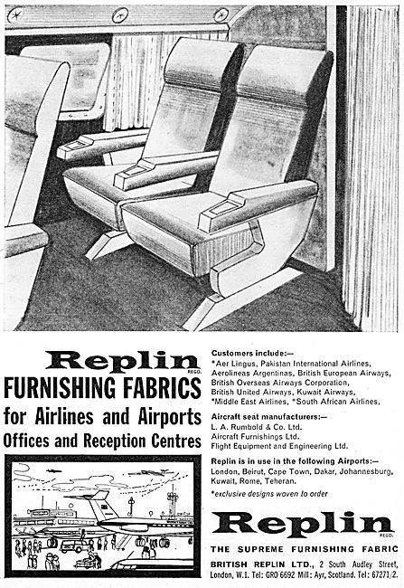 British Replin Aircraft Cabin Furnishing  Fabrics                