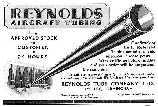 Reynolds Aircraft Tubing From Approved Stock                     