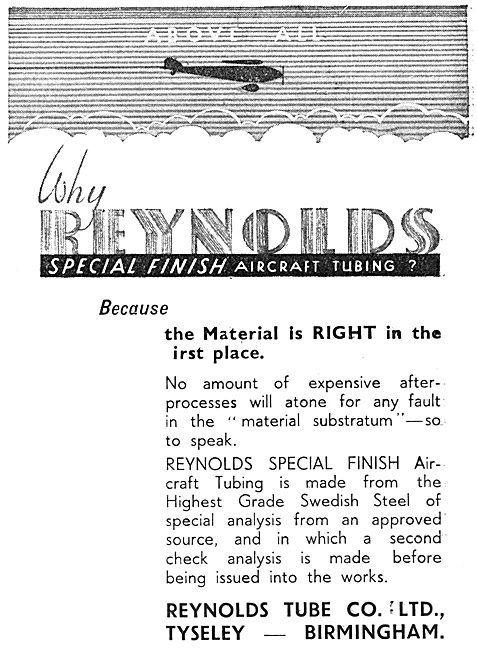 Reynolds Steel Tubes For Aircraft Construction                   