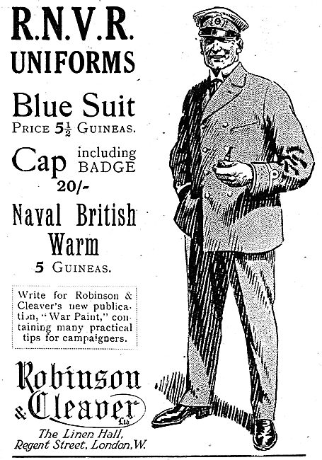 Robinson & Cleaver. Regent St  RNVR Uniforms & Suits             