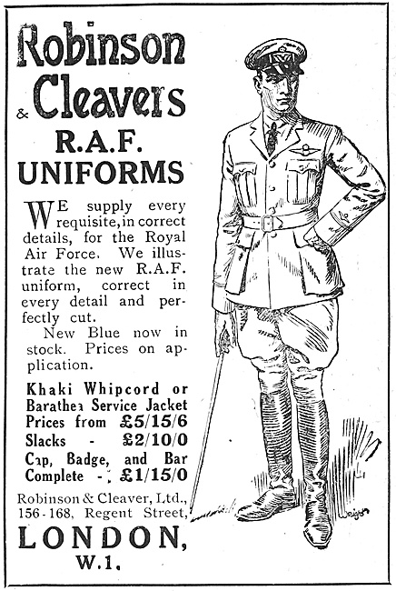 Robinson & Cleaver RAF Uniforms 1918                             