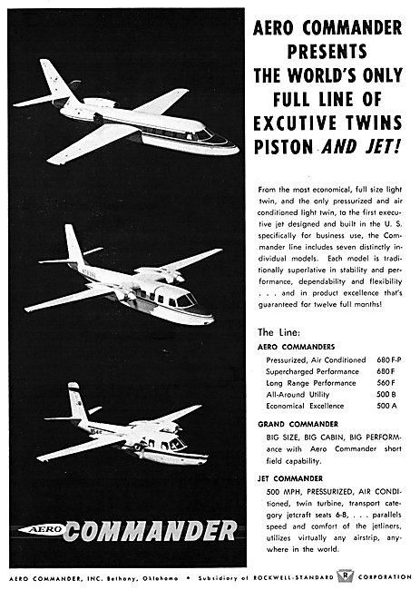 Rockwell Aero Commander Range Of Aircraft 1963                   