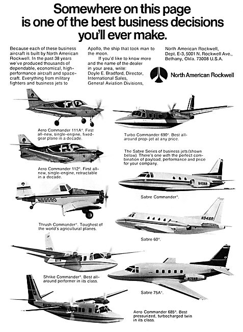Rockwell Aircraft Model Range 1972                               