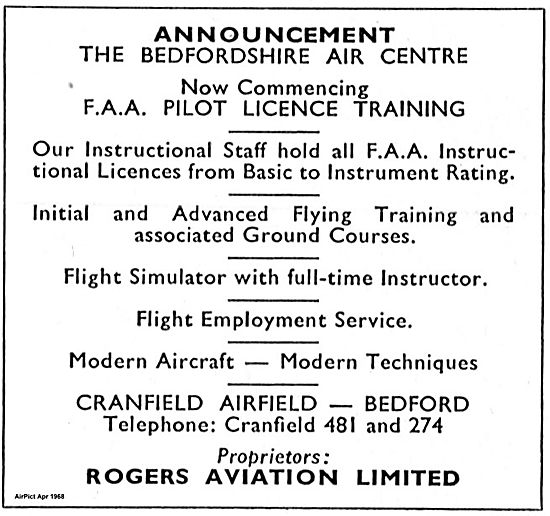 Rogers Aviation Announces The Bedfordshire Air Centre Cranfield  