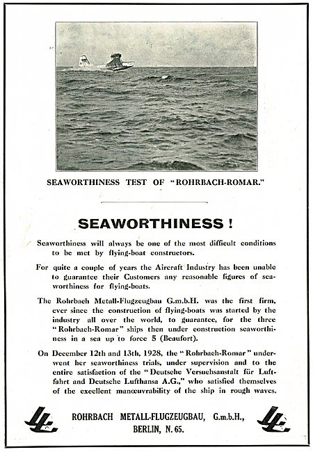 Seaworthiness Test Of Rohrbach Romar                             
