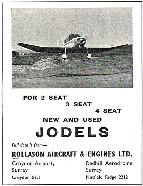 New 2, 3 And 4 Seat Jodels From Rollasons Redhill Aerodrome      