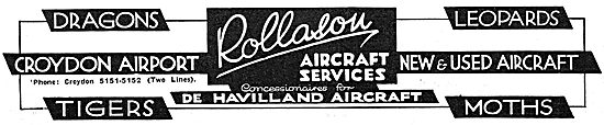 Rollason Aircraft Services - Concessionaires For De Havilland    