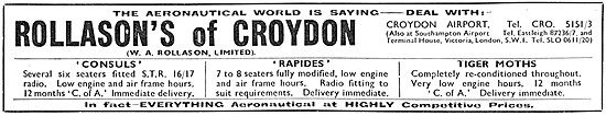 Rollasons Of Croydon. Aircraft Sales, Repairs & Services         