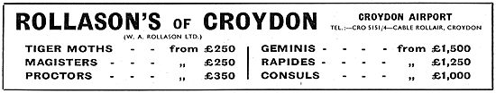 Rollasons Of Croydon - Aircraft Sales                            