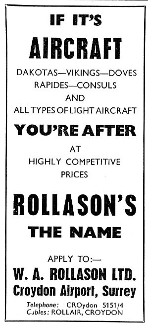 W.A.Rollason . Aircraft Sales                                    