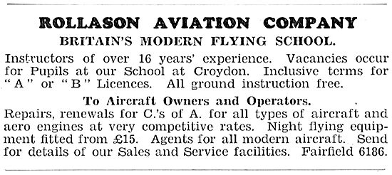 Rollason Aviation Company - A & B Licences.                      