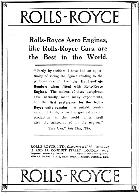 Rolls-Royce Aero Engines 1918                                    