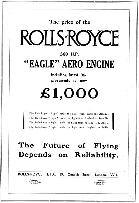 Rolls-Royce Eagle 360 HP Aero Engine                             