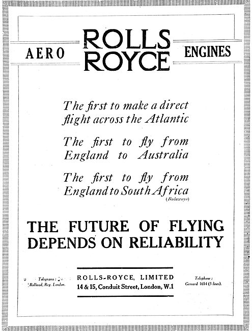 Rolls-Royce Aero Engines First  Across the Atlantic              