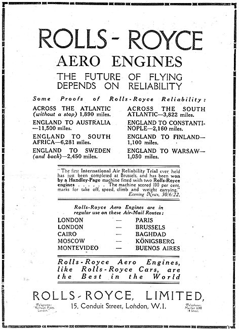 Rolls-Royce Aero Engines. Proof Of Reliability                   