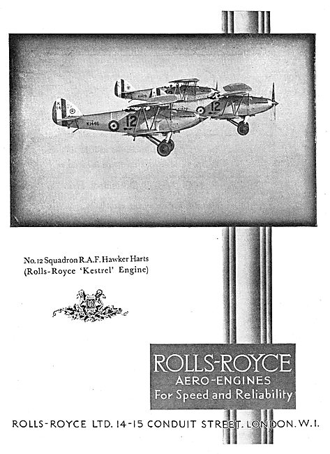 Rolls-Royce Kestrel Aero Engines Fitted To The RAF Hawker Harts  