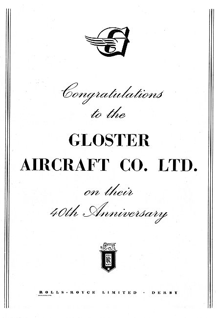 Rolls-Royce Congratulate Gloster Aircraft On Their 40th          