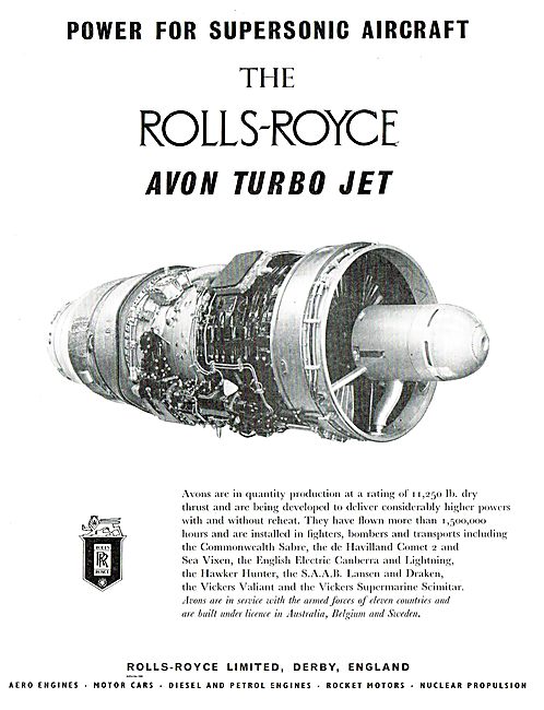 Rolls-Royce Avon Turbo Jet Power For Supersonic Aircraft         