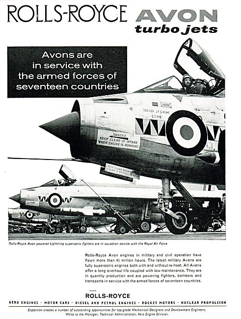 Rolls-Royce Avon Turbojets In Service With 17 Air Forces         