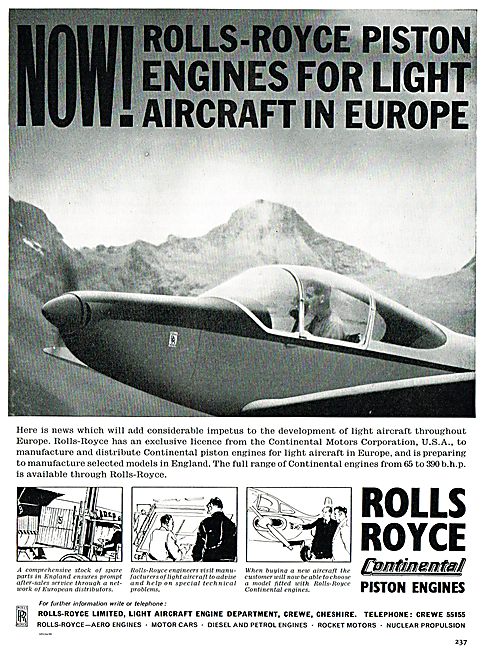 Rolls-Royce Continental Piston Engines For Light Aircraft        