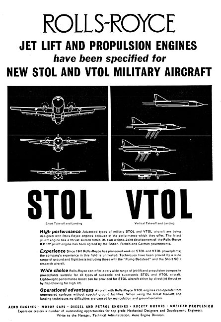 Rolls-Royce Engines For STOL & VTOL Aircraft                     